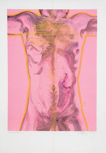 Robert Longo torso vi: Robert Longo (b.1953) torso vimonoprint in colors (with screenprinted Plexi??), 1987, signed, dated and dedicated in pencil, on wove paper, with full margins, in good condition, sheet 870 x 61