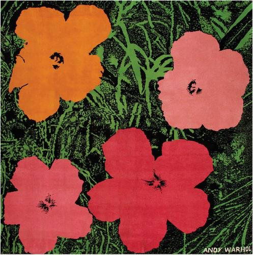 Andy Warhol flowers: Andy Warhol (1928-1987) flowerswoven woolen tapestry, 1980-89, the edition was 20, in good condition apart from minor surface soiling, 2160 x 2160 mm; 85 x 85 inches.