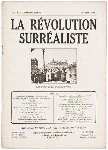 Eugène Atget- La Révolution Surrealiste. No 7: Eugène Atget (1857-1927); Andre Breton et al. La Révolution Surrealiste. No 7fine art periodical Paris: 15 Juin 1926. Cover illustrated with image by Atget. Softcover. Staple-bound journal.