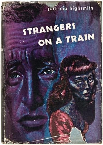 HIGHSMITH, Patricia. Strangers on a Train. 1st. DJ: HIGHSMITH, Patricia. Strangers on a Train.New York: Harper & Brothers, 1950. 8vo. Light blue cloth, in original dust jacket. Condition: cloth faded at spine tips; jacket with chips to extremit
