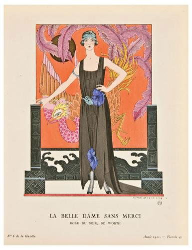 FRANCE -- George BARBIER; and others. Gazette de L: FRANCE -- George BARBIER; and others. Gazette de Le Bon Genre.Paris: [c. 1922]. 4to (245 x 200 mm). 100 color pochoir plates, each mounted on guards as issued. Early morocco-backed marbled