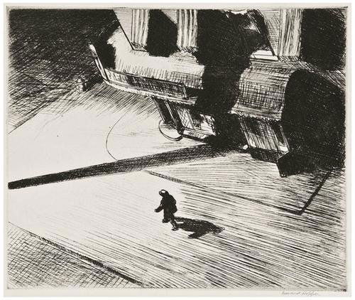 Edward Hopper Night Shadows: Edward Hopper (1882-1967) Night Shadows (Z.22)Etching, 1921, signed in pencil, the edition was approximately 500, published by The New Republic, New York, on wove paper, with full margins, in