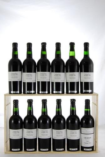 Graham Vintage Port, 1963: Graham Vintage Port, 1963Port "This is a monumental wine with a great balance of fruit and tannin. Medium ruby with a garnet edge, enticing nose of bitter chocolate and plums, full-bodied, wit