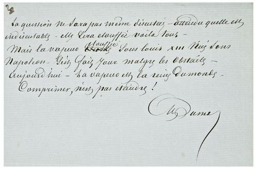 DUMAS, Alexandre, père (1802-1870). Autograph addr