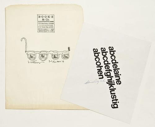 ARTISTS Group of sixteen self-portraits.: ARTISTS Group of sixteen self-portraits.KOMAR & MELAMID (2) -- Ida APPLEBROOG -- Elaine Lustig COHEN -- Carlo PITTORE -- Jack BRUSCA -- Joyce KOZLOFF -- Ian HUGO -- Fritz SCHOLDER -- Joan
