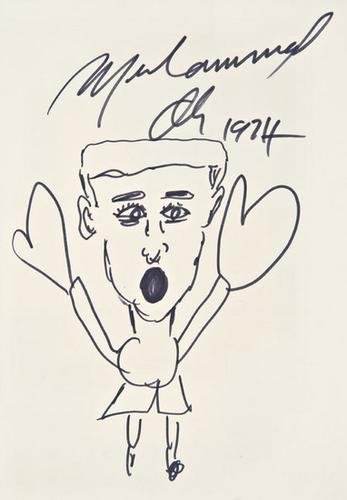 Muhammed ALI (American, b. 1942) and Budd SCHULBER: Muhammed ALI (American, b. 1942) and Budd SCHULBERG (American, 1914 - 2009) Self-portrait.ink on paper, 1974 9 7/8 x 7 inches (250 x 175 mm) signed On verso: Self-portrait of Budd Schulberg