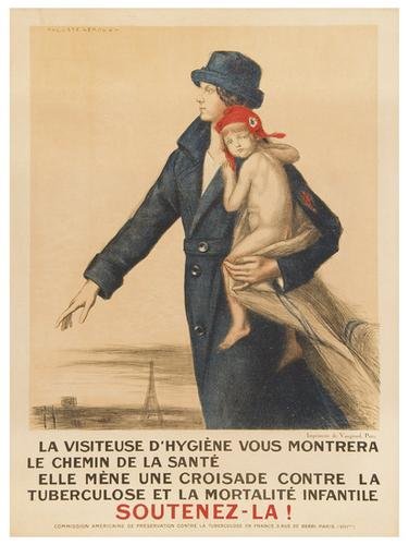 LEROUX, Auguste SOUTENEZ - LA: LEROUX, Auguste SOUTENEZ - LAlthograph in colours, c.1920, condition A, printed by Vaugirard, paris, backed on linen 32 x 24in. (32 x 61cm) [With:]EMPRUNT by B. CHAVANNA and ORPHELINS and 4 p
