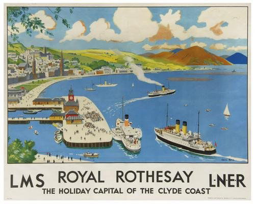KING, Cecil ROYAL ROTHESAY, LMS, LNER: KING, Cecil ROYAL ROTHESAY, LMS, LNERlithograph in colours, c.1935, condition B+, printed by Jordison & Co., Ltd., London, backed on linen 39 x 49ins. (100 x 125cm.)