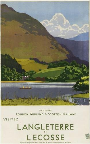 WILKINSON, Grassmere: WILKINSON, Norman PRI. (1878-1971) L'ANGLETERRE ET L'ECOSSE, Grassmere, LNER, LMSlithograph in colours, c.1930, condition B+, printed by Jordinson & Sons Ltd., London, backed on linen 39 x