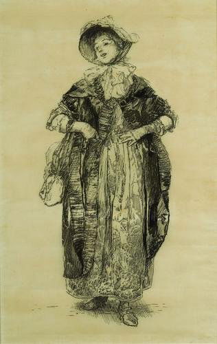 After Edwin Austin Abbey (1852-1911) She stoops to: After Edwin Austin Abbey (1852-1911) She stoops to conquorShe stoops to conquor Engraving 9 x 6 in (23 x 15 cm)