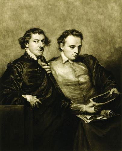 Sir Frank Short (1857-1945) Portrait of two gentle: Sir Frank Short (1857-1945) Portrait of two gentleman (After Sir Joshua Reynolds) Mezzotint Signed and inscribed Frank Short trial proof lower right 20 1/4 x 15 1/2 in (51.5 x 39.5 cm) Prov