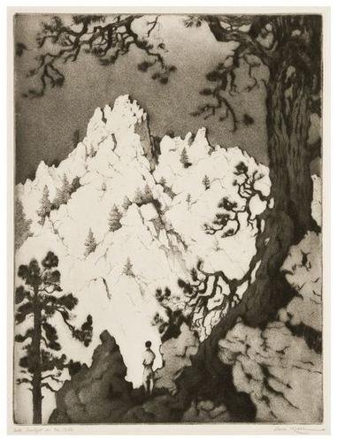 Gene Kloss (1903-1996) Late Sunlight on the Cliffs: Gene Kloss (1903-1996) Late Sunlight on the CliffsEtching with aquatint, 1941, signed and titled inpencil, on wove paper, with full margins, in goodcondition.355 x 275mm (13 7/8 x 10 3/4 in)</