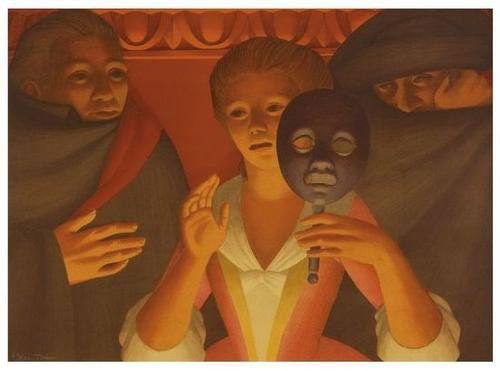 George Tooker (b.1920) Un Ballo in Maschera: George Tooker (b.1920) Un Ballo in MascheraLithograph printed in colors, 1984, signed inwhite chalk, numbered 216/250, published by theMetropolitan Opera Association, New York, on wovepaper, w