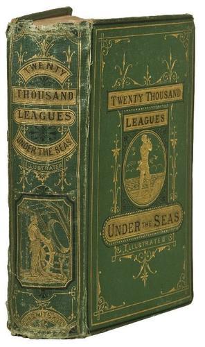 VERNE, Jules. Twenty Thousand Leagues Under the Se: VERNE, Jules. Twenty Thousand Leagues Under the Seas.Boston: George Smith, 1873. 8vo. Illustrated. Original pictorial green cloth. Condition: ownership signature, foxing to rear endpapers; wea