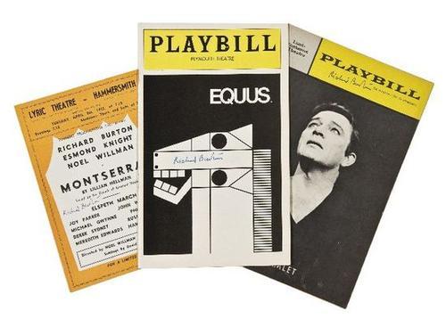 BURTON, Richard (1925- 1984). Group of playbills,: BURTON, Richard (1925- 1984). Group of playbills, many signed, and photographs, including "Equus".Group of 16 items, 1950s-1980s, comprising signed playbills: 1) “King Henry IV, Part One,” Sha