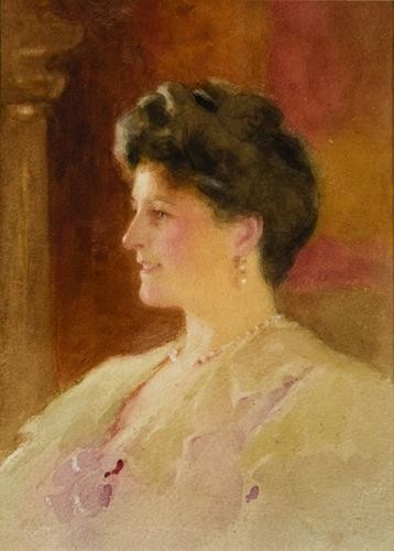 English School (c. 1910) Portrait of an Edwardian: English School (c. 1910) Portrait of an Edwardian womanWatercolor on paper305 x 215 mm (12 x 8 1/2 in) Provenance: Alister Mathews, Poole