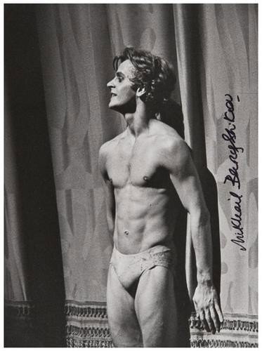 BARYSHNIKOV, Mikhail Photograph signed: BARYSHNIKOV, Mikhail Photograph signed1 framed 8 x 10 signed photograph depicting Baryshnikov in the curtain call from "Le Sacre du Printemps" (ABT production), Metropolitan Opera House, NY