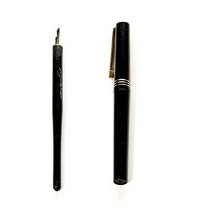 GOREY, Edward (1925-2000) Signing and Illustrating: GOREY, Edward (1925-2000) Signing and Illustrating Fountain PensA group of two pens, the first used for drawing the second used for signing. Drawing pen with tip partially broken. Provenance: Edward