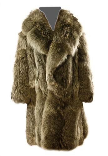 GOREY, Edward (1925 - 2000) Fur Coat owned and wor: GOREY, Edward (1925 - 2000) Fur Coat owned and worn by Edward GoreyA Finnish Racoon coat, dyed green with green woolen lining and extra-large lapels. Very long and heavy. Label sewn in celebra