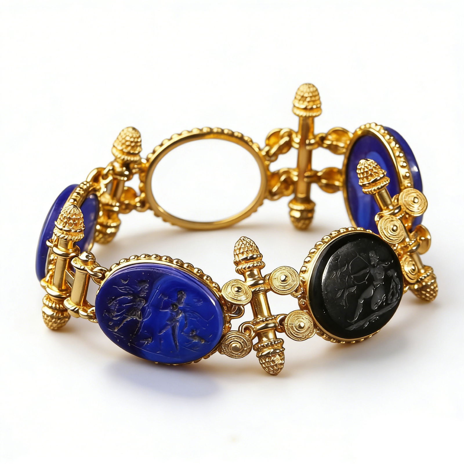 Ancient Roman Period Gold Bracelet with Glass Intaglio (1 of 9)