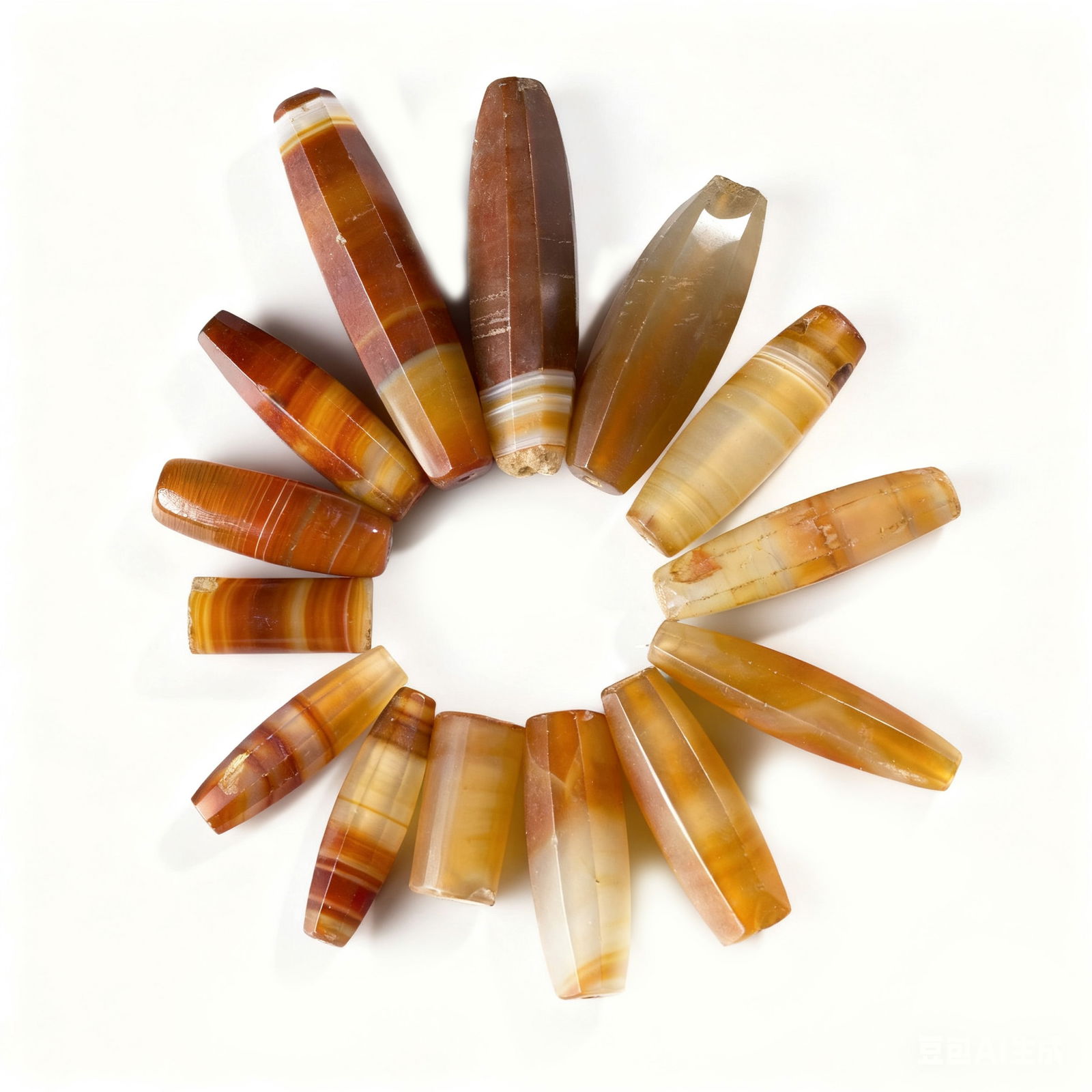 Lot of 14 Old Faceted Agate Trade Beads from Idar-Oberstein (1 of 1)