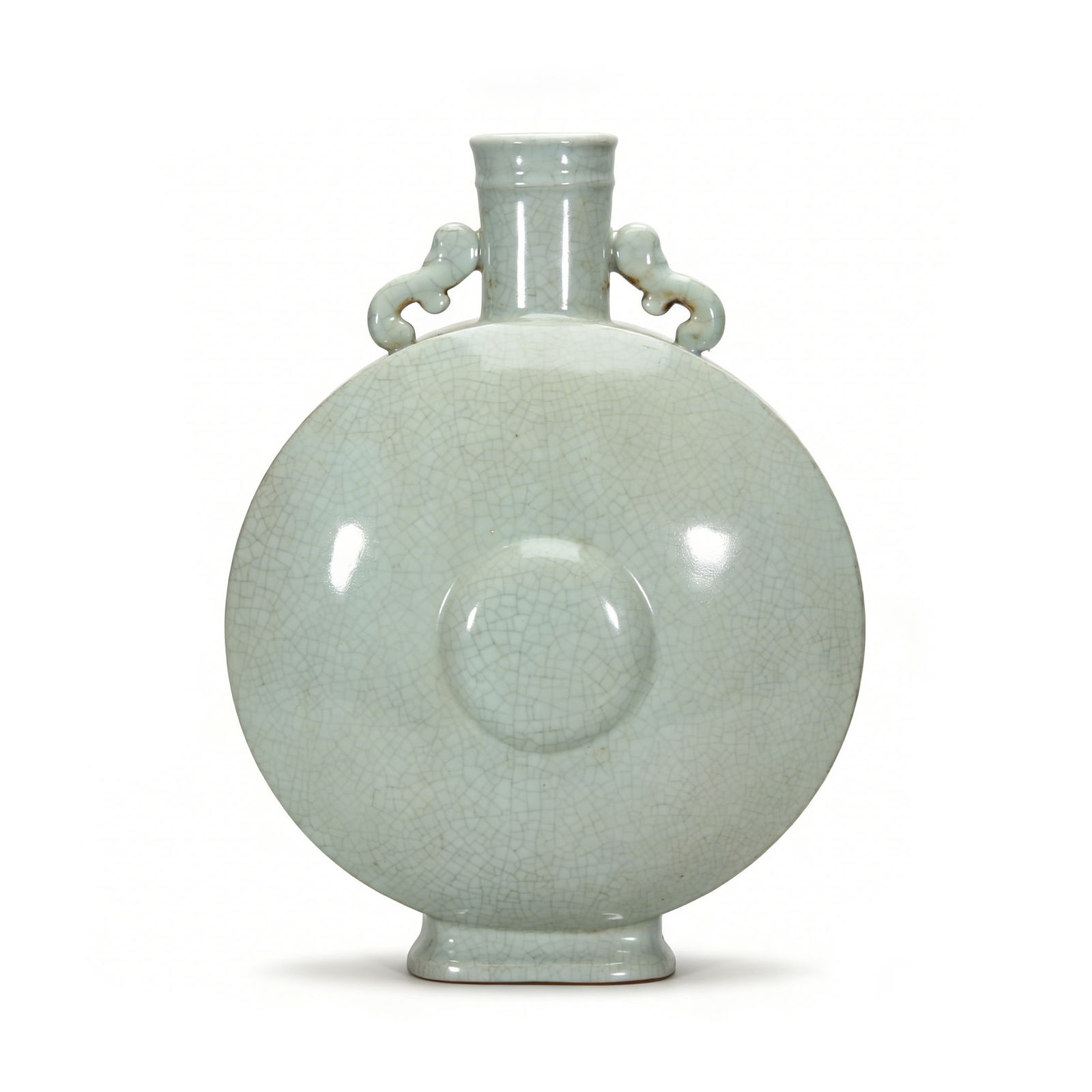 Qing Dynasty, Yongzheng Period - Guan Glaze Moon Flask with Double Ears (1 of 2)