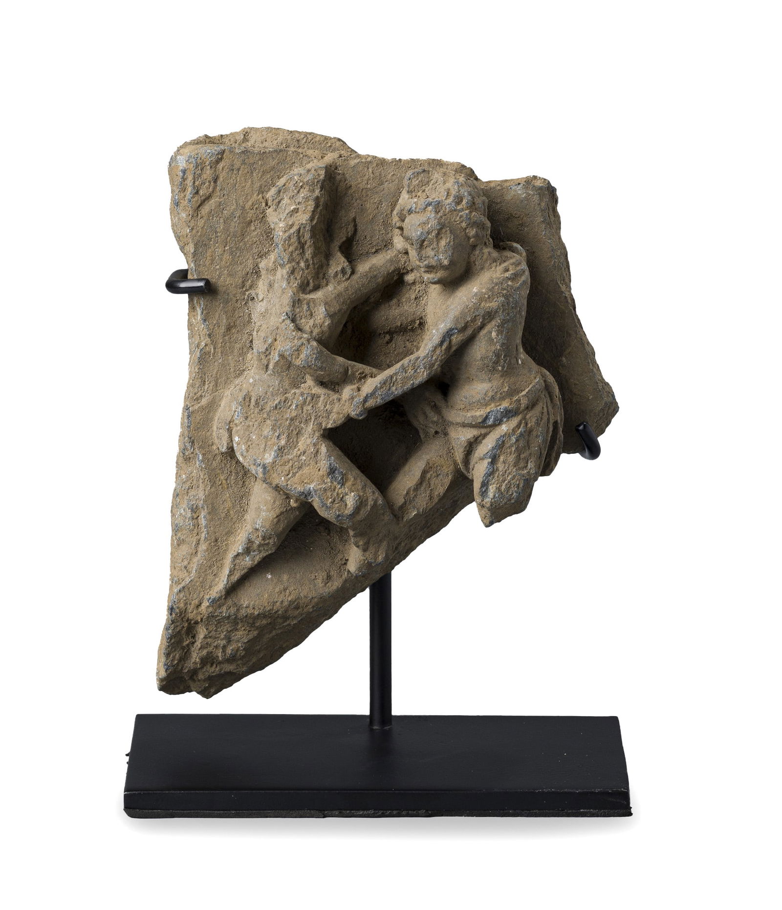 South Asian Indo Greek Gandhara Art Schist Stone Relief Couple in Embrace: South Asian Indo Greek Gandhara Art Schist Stone Relief Couple in Embrace L :10.5cm H :13cm, weight :541g