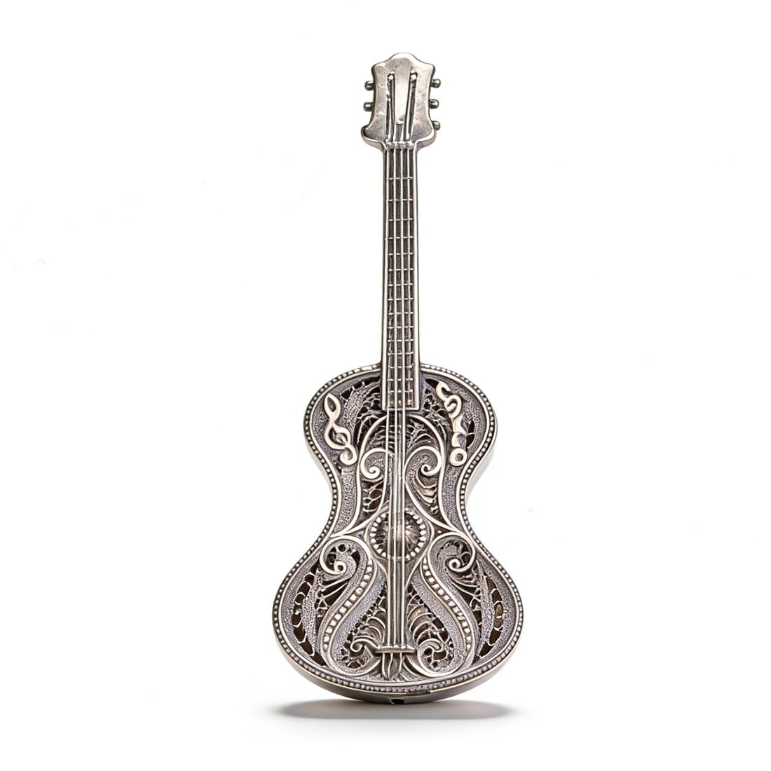 Silver Filigree Guitar-Shaped Box (1 of 1)