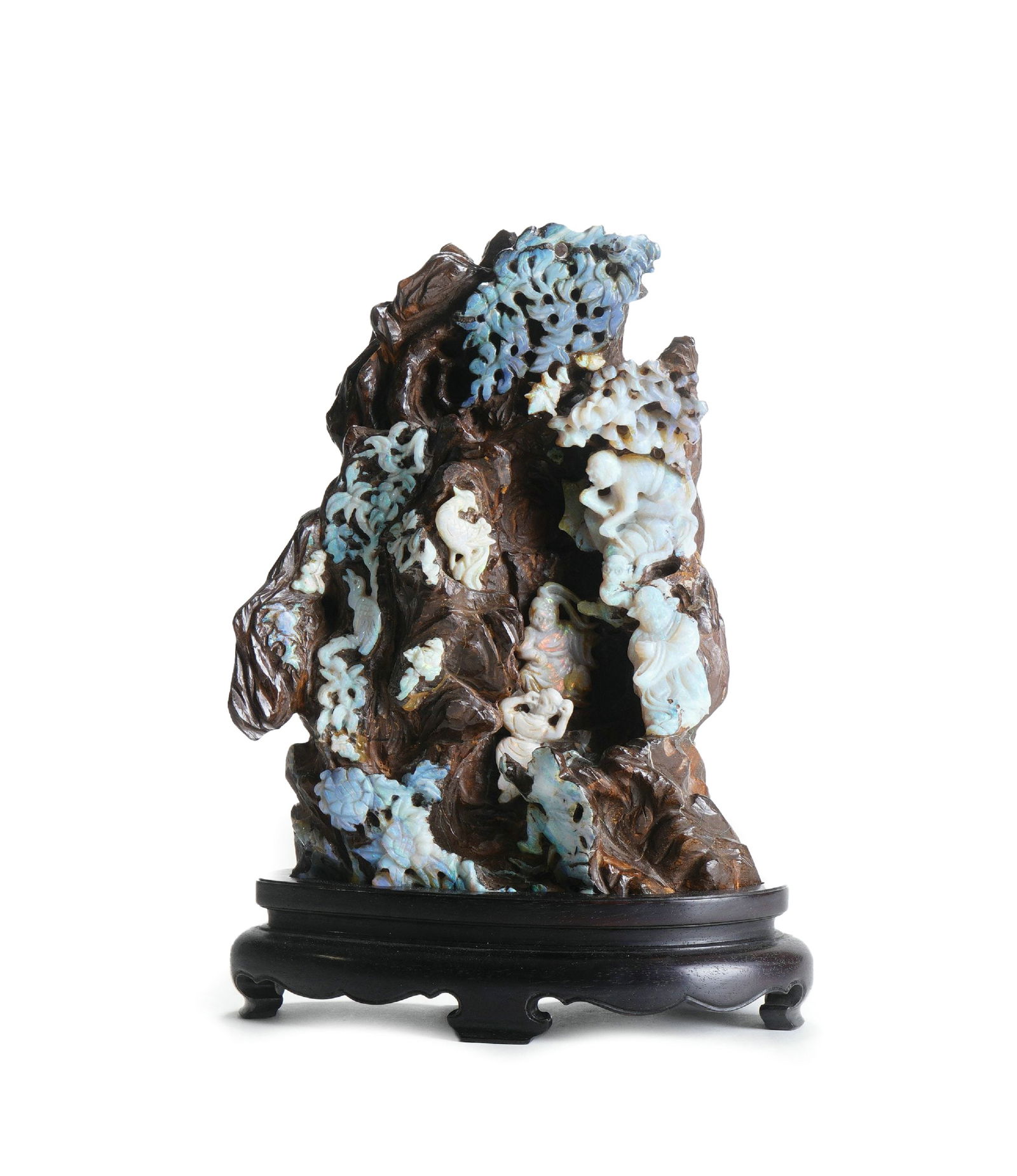 Qing Dynasty Dushan Jade Cleverly-Carved Mountain Ornament with Landscape and Figures: H :26cm W :17cm This Qing Dynasty Dushan Jade Cleverly-Carved Mountain Ornament with Landscape and Figures is exquisitely crafted. Made of natural Dushan jade, it is cleverly carved according to the s