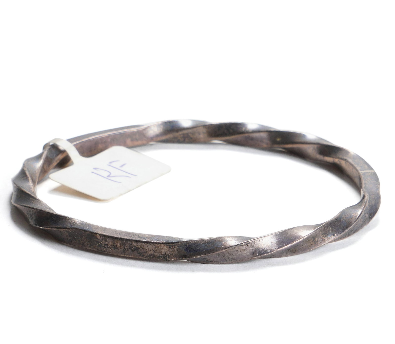 Silver Twisted Wire-Patterned Bangle (1 of 1)