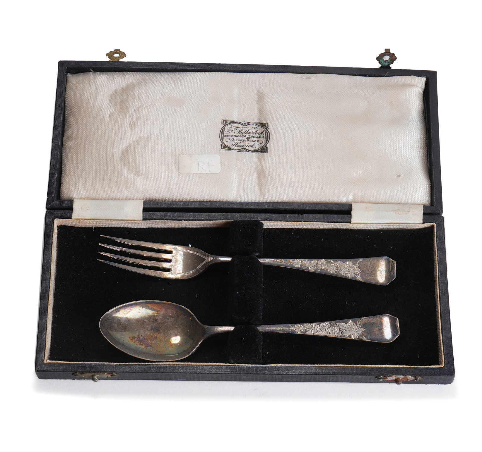 Silver Chased Tableware Set (A Set of Fork and Spoon, with Original Box and Craft Details) (1 of 2)