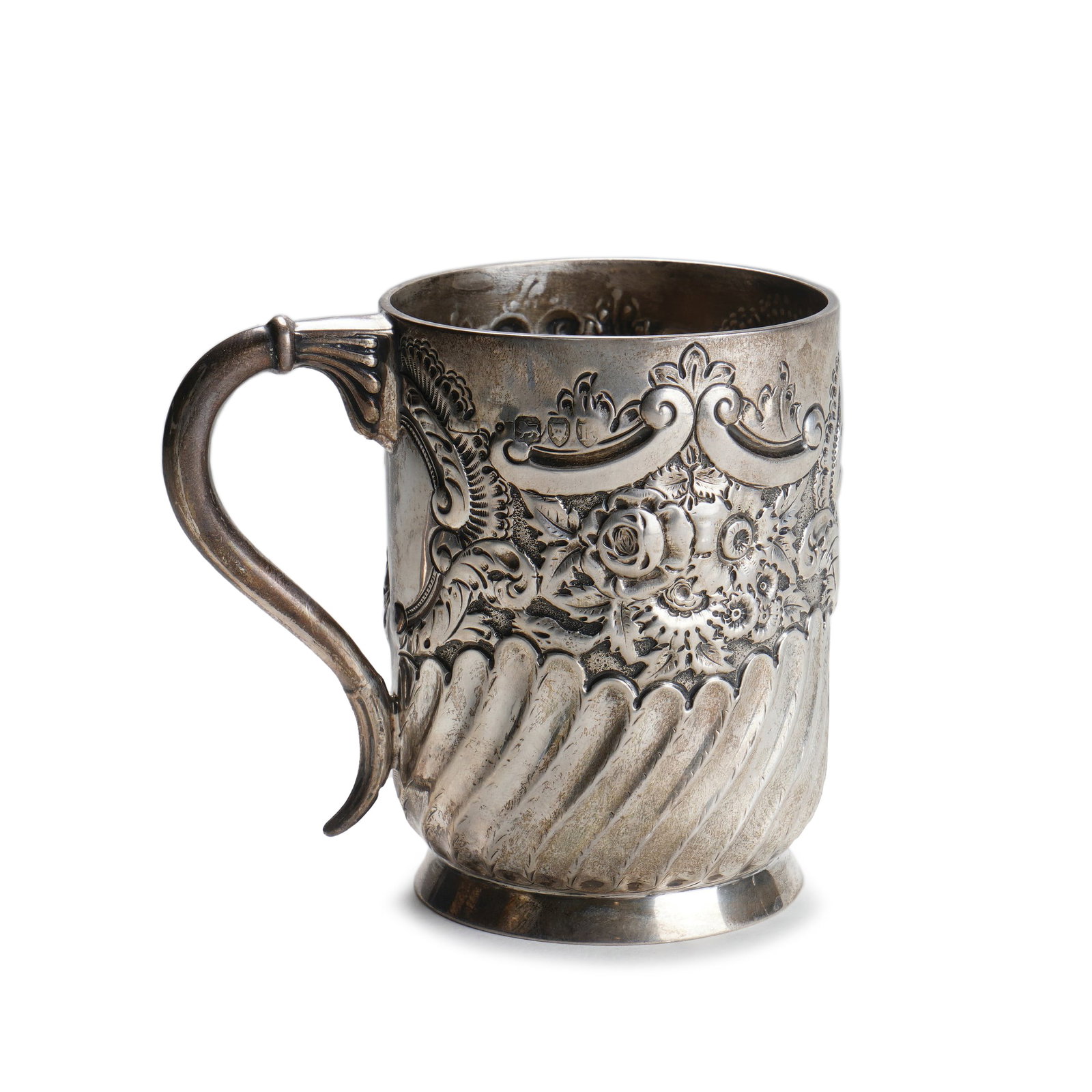 Silver Chased Floral-Patterned Handle Cup (1 of 2)