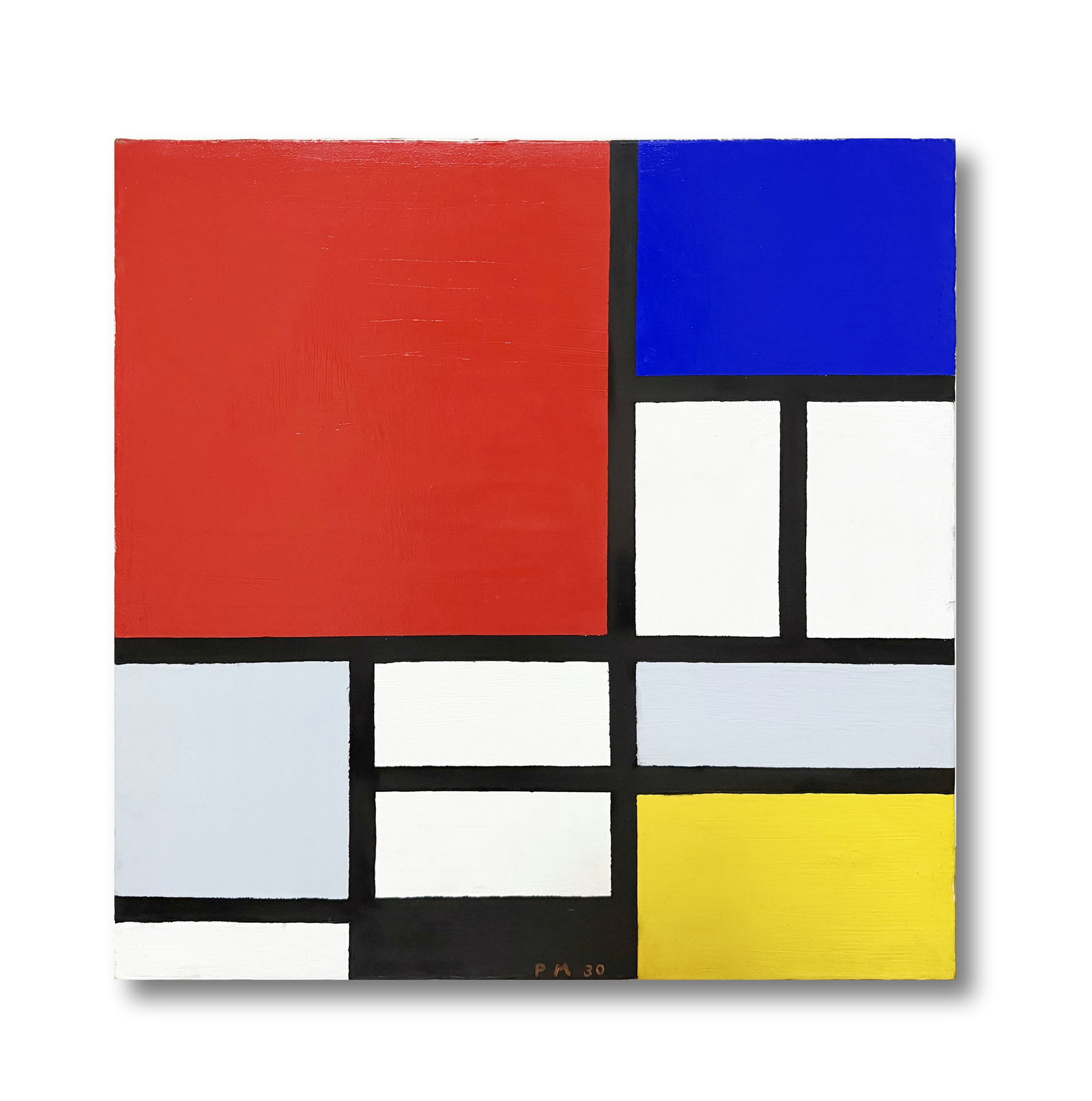 PIET MONDRIAN (1872-1944), ATTRIBUTED TO, OIL ON CANVAS: Image Size : 19 by 19 inches (49.5 by 49.5 cm) All measurements are approximate.Signed (lower)Piet Mondrian (1872-1944) was a pioneering Dutch artist whose abstract works revolutionized the course of
