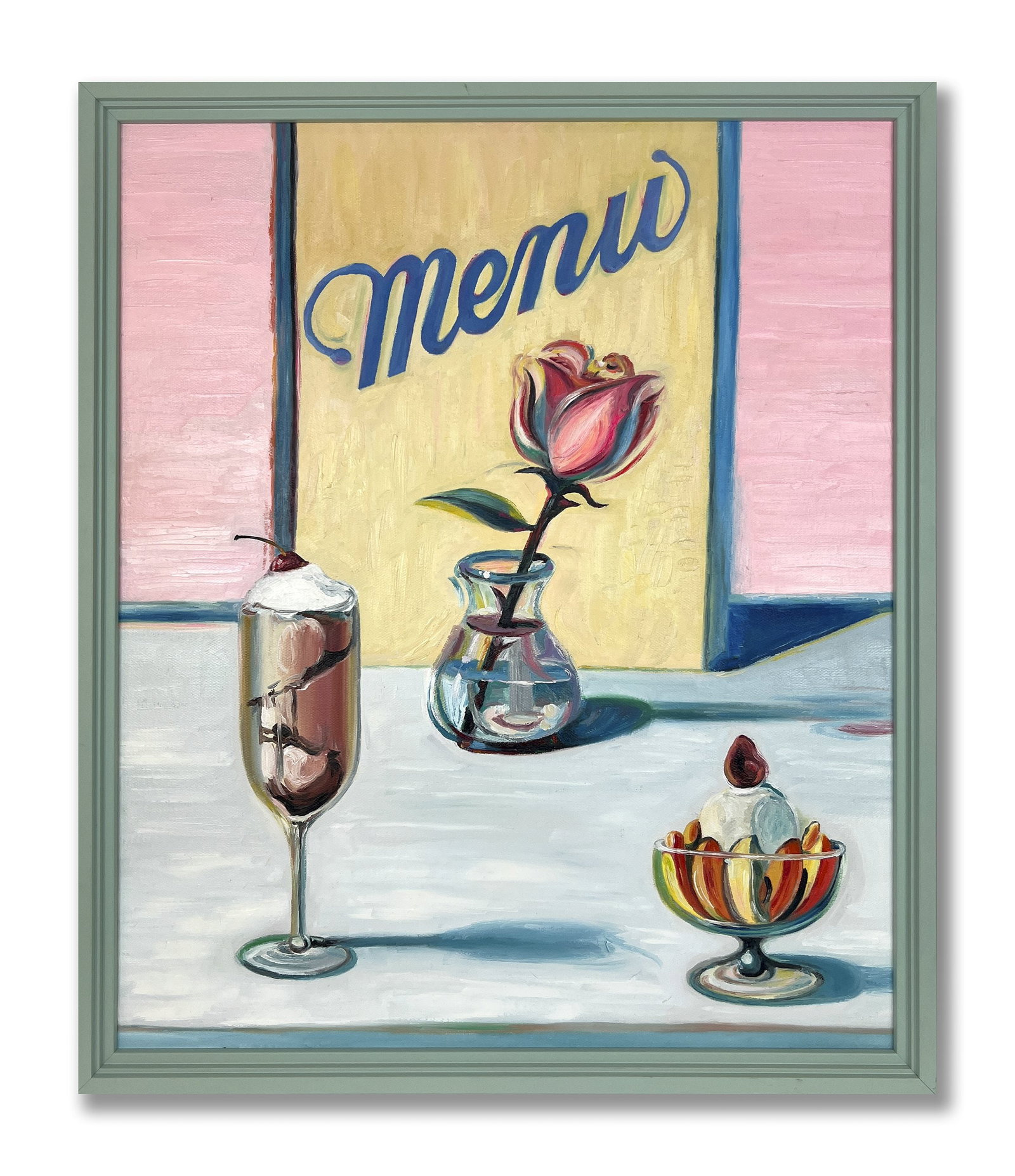 Wayne Thiebaud (B.1920), Attributed To, Oil On Canvas: H : 65.5 cm W : 55.5 cm Signed reverse American painter (1920–2021) renowned for his richly coloured depictions of everyday objects especially cakes pies and cityscapes. His work blends realism with