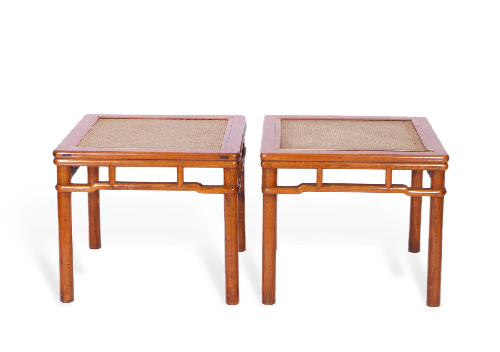A Pair of Huanghuali Square Stools with Woven Rattan Seats, Late Qing Dynasty–Republic Period (1 of 7)