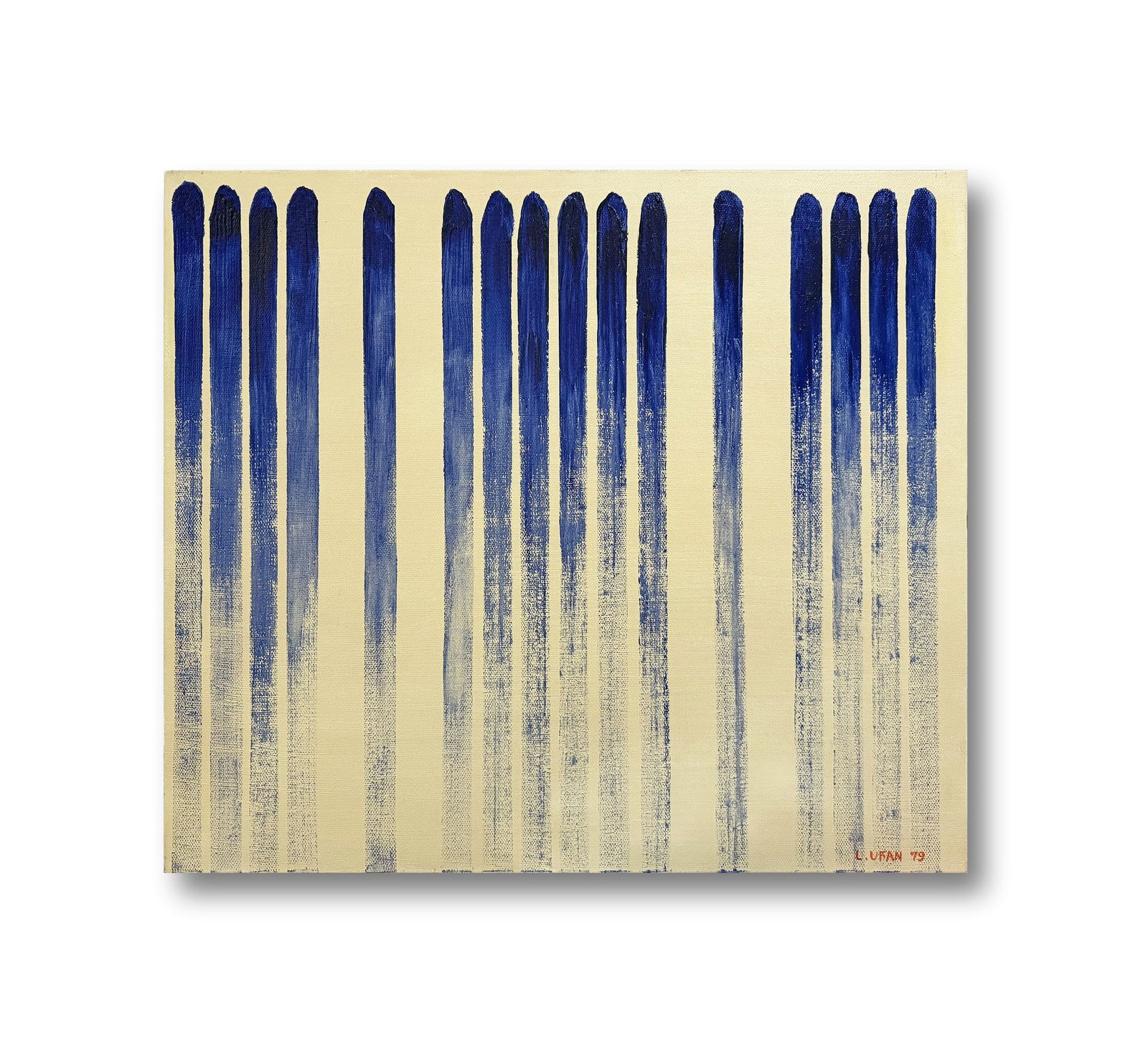 LEE UFAN (B. 1936), ATTRIBUTED TO, GLUE AND MINERAL PIGMENT ON CANVAS: Image Size :17 7/8 by 20 3/8 inches (45.5 by 52 cm) All measurements are approximate.Signed (lower right)Lee Ufan a Korean painter was born in 1936 in the mountains of Gyeongnam Korea into a Confucian