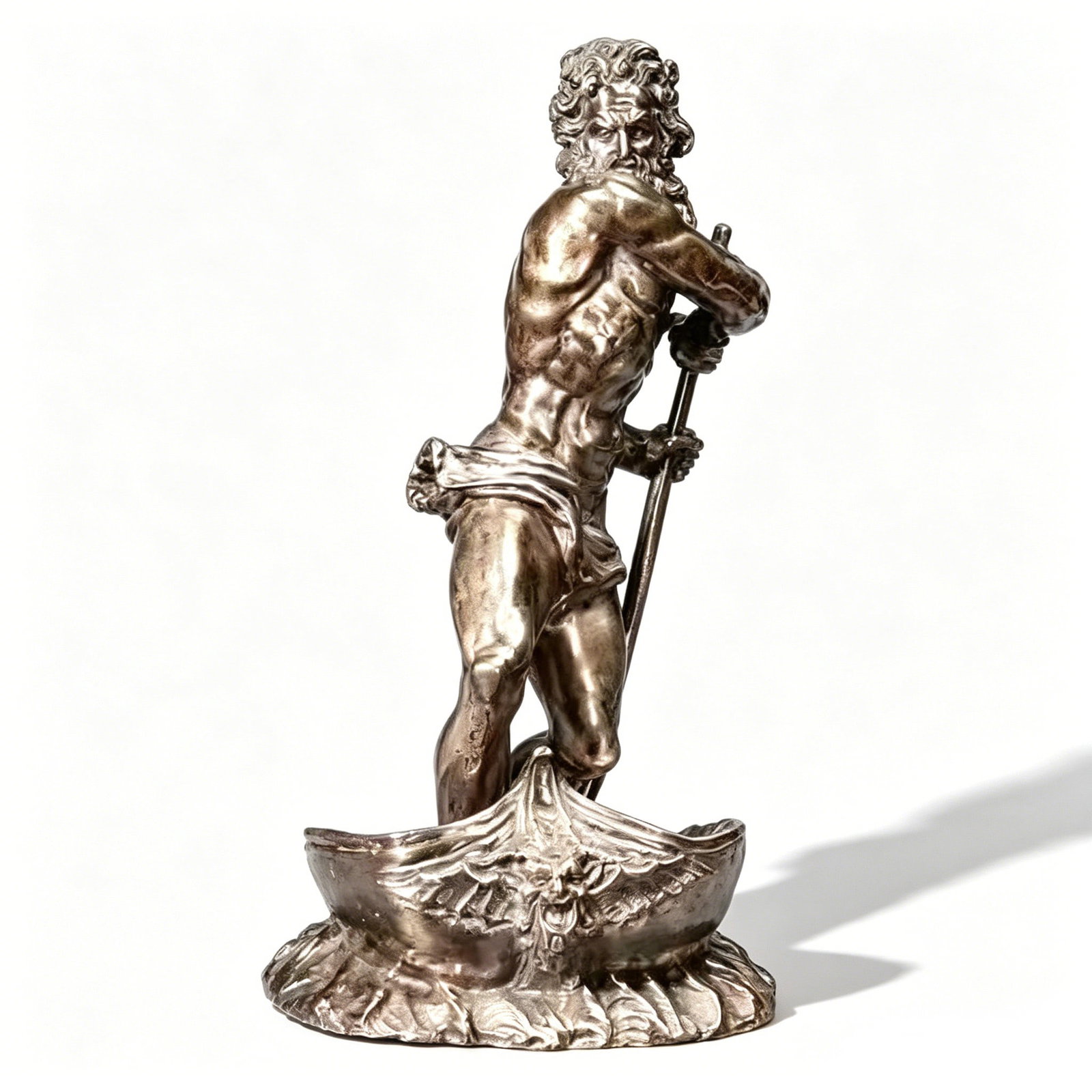 Art Nouveau Silvered Bronze Sculpture of Neptune (1 of 9)