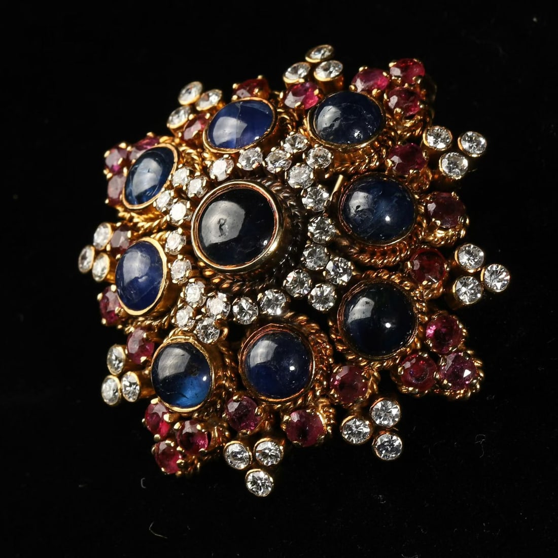 Signed Ilias Lalaounis Byzantine 18K Gold Multi-Gem Star Brooch - 2