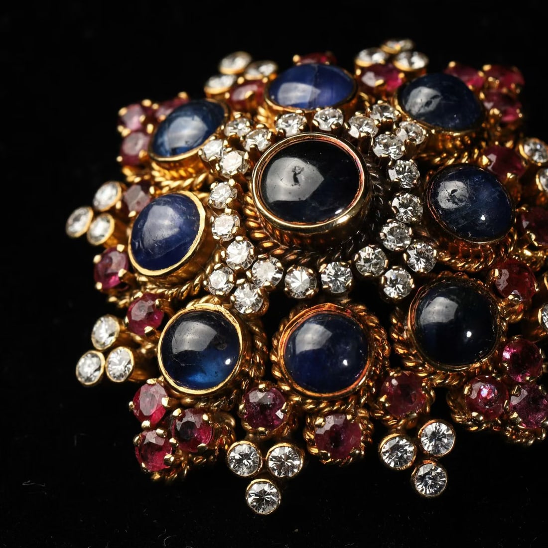 Signed Ilias Lalaounis Byzantine 18K Gold Multi-Gem Star Brooch - 3