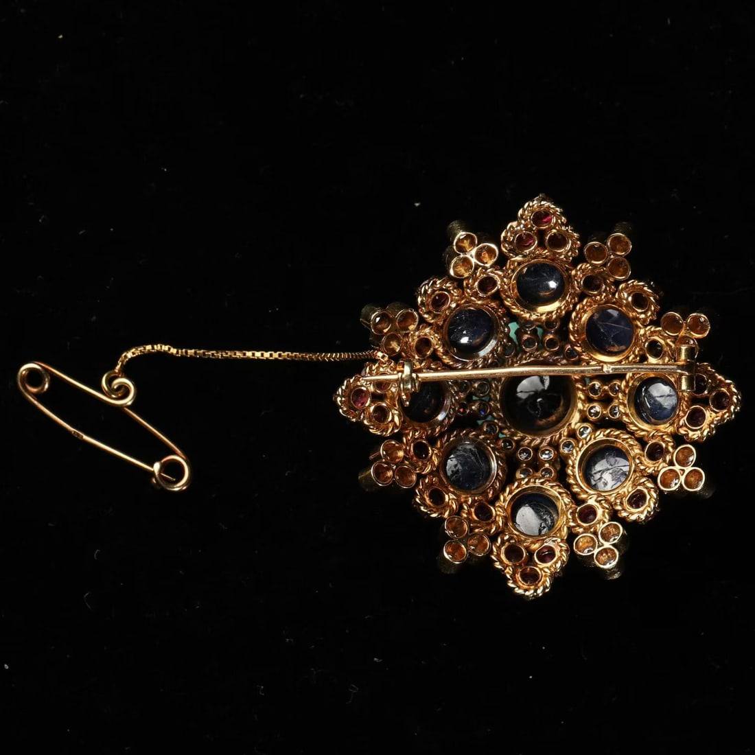 Signed Ilias Lalaounis Byzantine 18K Gold Multi-Gem Star Brooch - 4