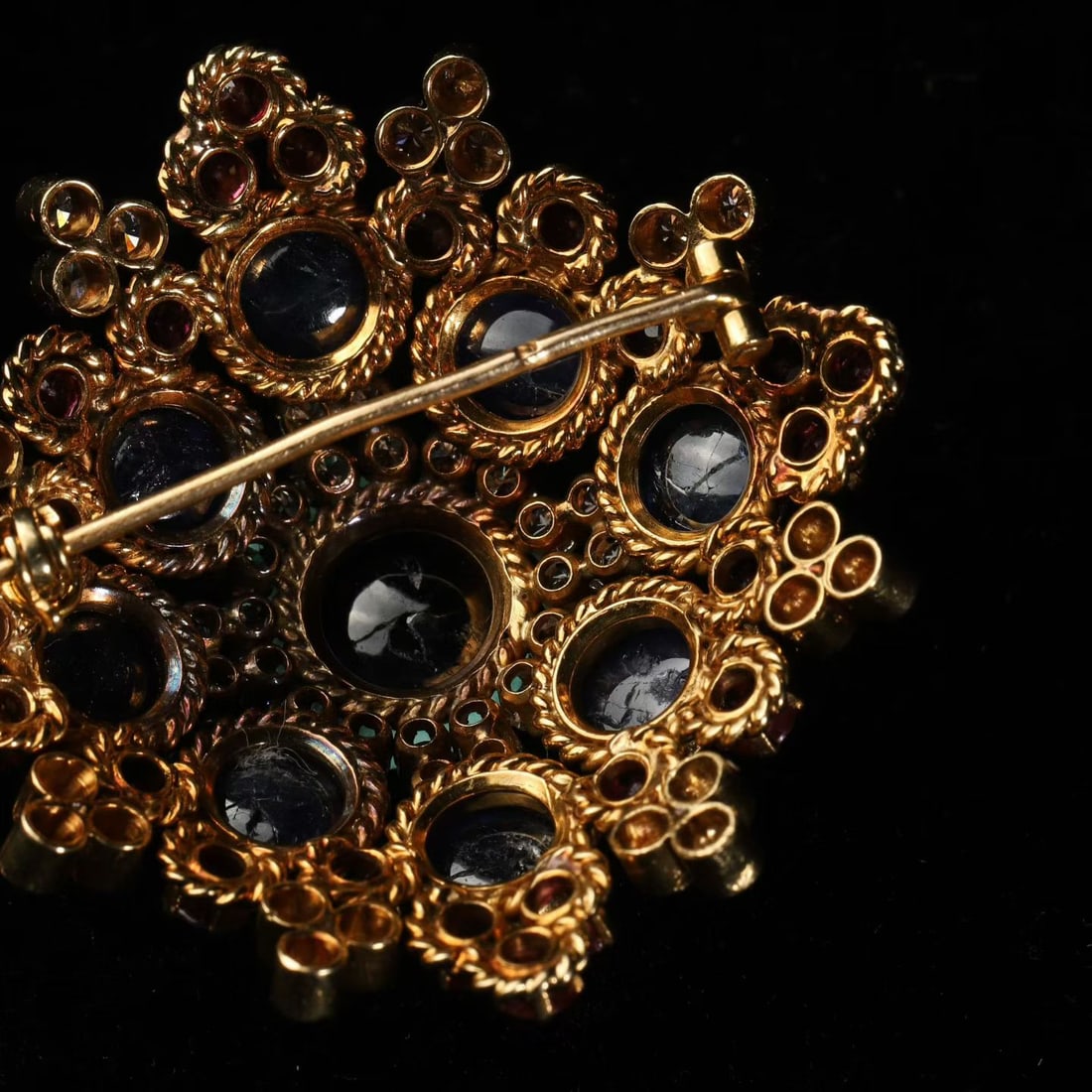 Signed Ilias Lalaounis Byzantine 18K Gold Multi-Gem Star Brooch - 6