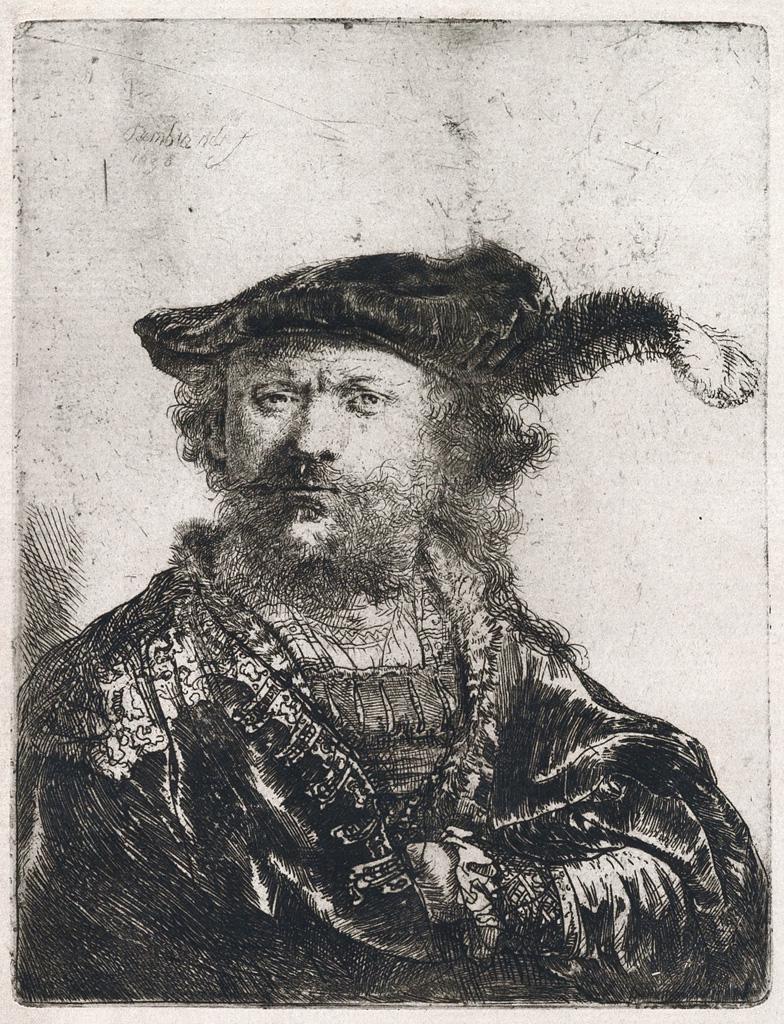 REMBRANDT VAN RIJN, Self Portrait in a Velvet Cap and Plume. (1 of 1)