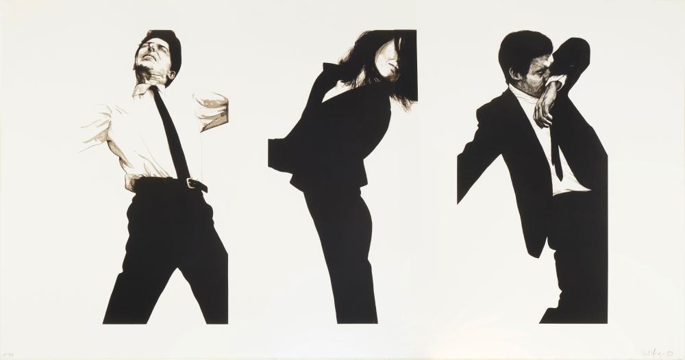 ROBERT LONGO, Jules, Gretchen, Mark (State II): Lithograph with embossing on white wove paper. One of four numbered printer's proofs, aside from the edition of 30. Signed, dated, inscribed "PP" and numbered 4/4 in pencil, lower margin. Printed by M