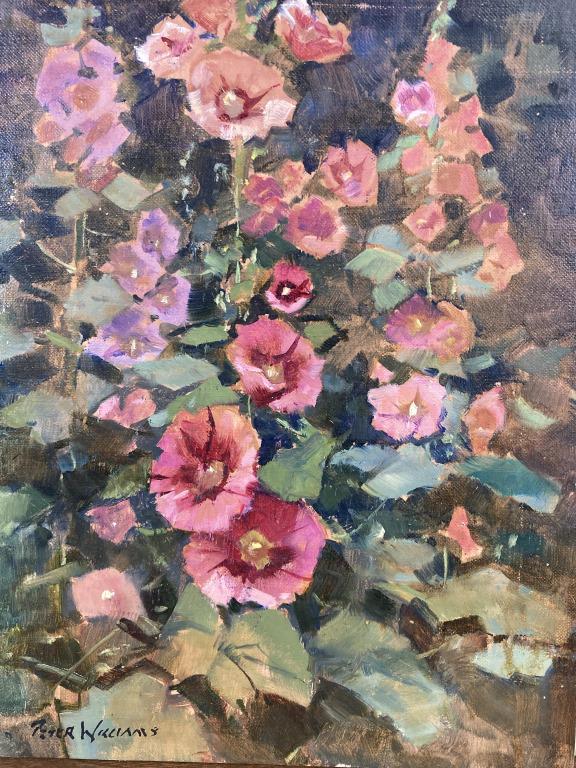 Hollyhocks oil canvas mounted on board, 10 x 13 (1 of 1)