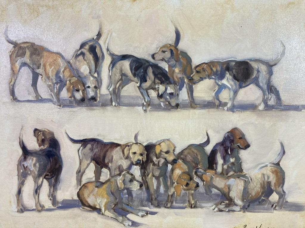 Foxhounds Study oil on canvas, 18x24 unframed (1 of 1)