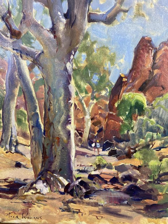 Australian Countryside oil on canvas, 14x18: (portrait) unframed est. $1000