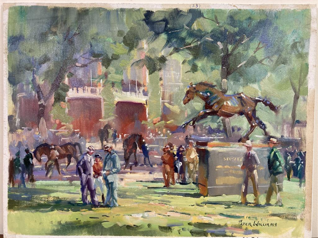 Secretariat at Belmont Park oil on canvas mounted (1 of 1)