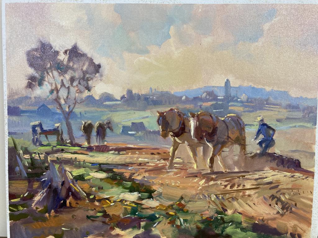 Grey Horses at Work oil on canvas mounted on (1 of 1)