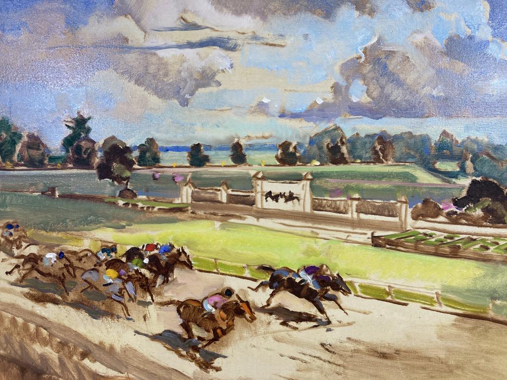 Hialeah Racing Scene oil on canvas, (1 of 1)