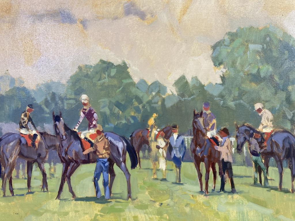 Trainer Instructions at Ascot oil on canvas, (1 of 1)